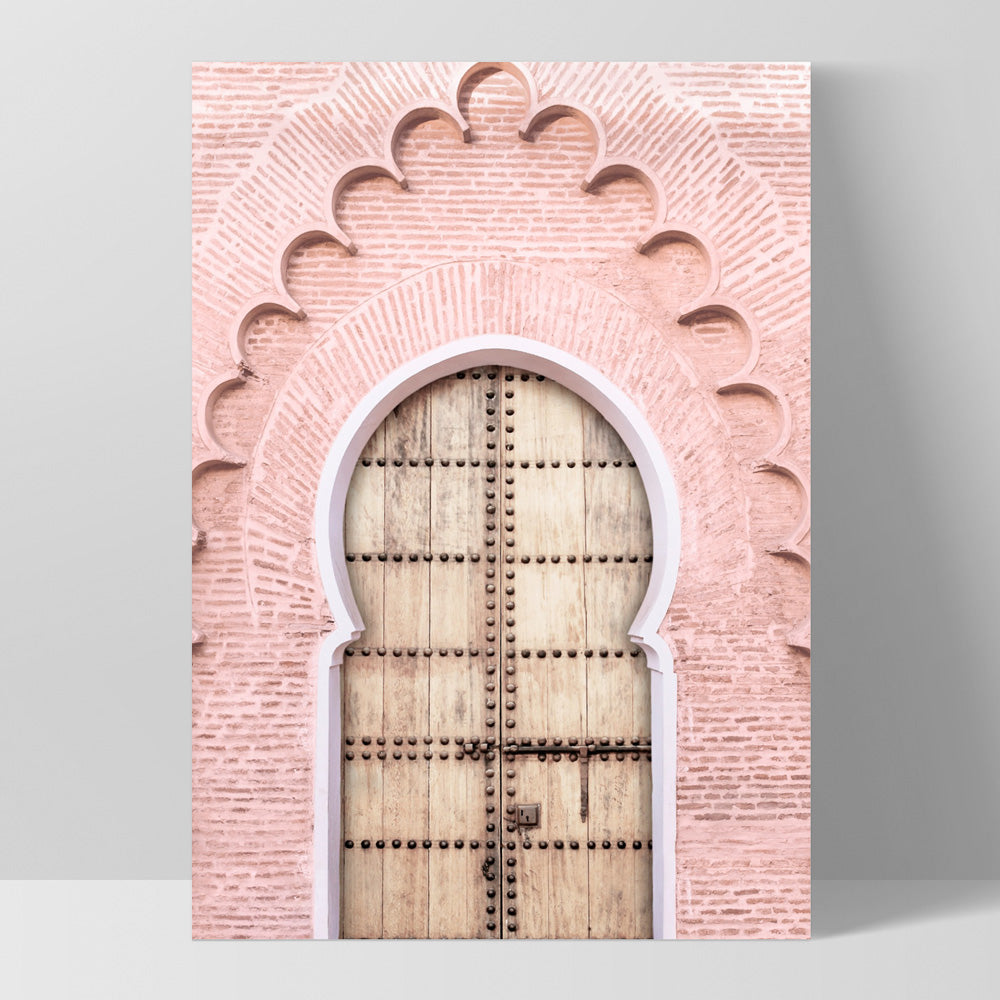 Blushing Arch Doorway Marrakech - Art Print, Poster, Stretched Canvas, or Framed Wall Art Print, shown as a stretched canvas or poster without a frame