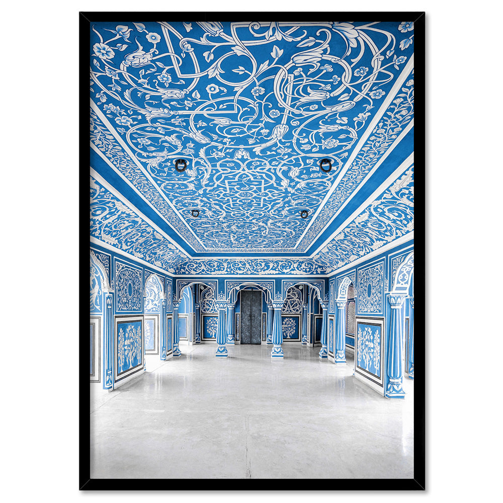 The Blue Palace - Art Print, Poster, Stretched Canvas, or Framed Wall Art Print, shown in a black frame