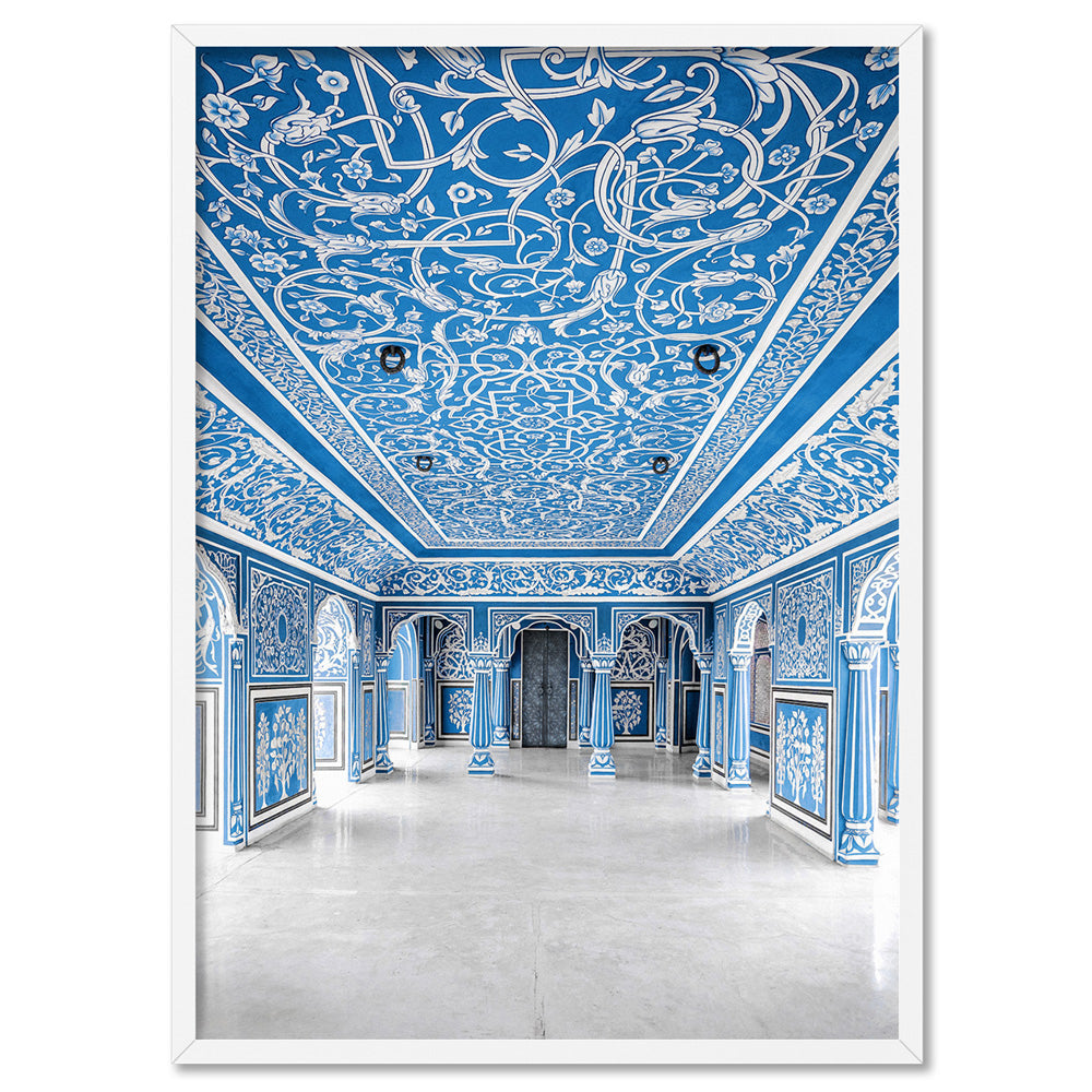 The Blue Palace - Art Print, Poster, Stretched Canvas, or Framed Wall Art Print, shown in a white frame