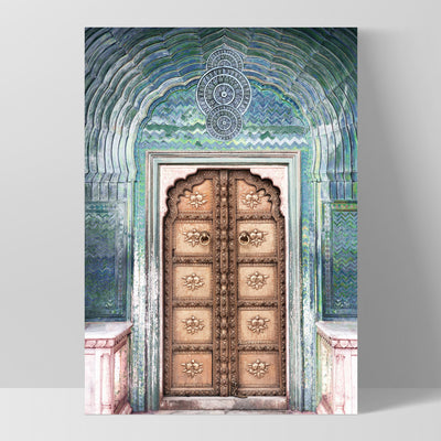 Peacock Doorway in Jaipur City Palace - Art Print, Poster, Stretched Canvas, or Framed Wall Art Print, shown as a stretched canvas or poster without a frame