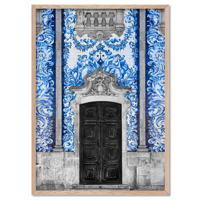 Doorway to Capela das Almas Porto - Art Print, Poster, Stretched Canvas, or Framed Wall Art Print, shown in a natural timber frame