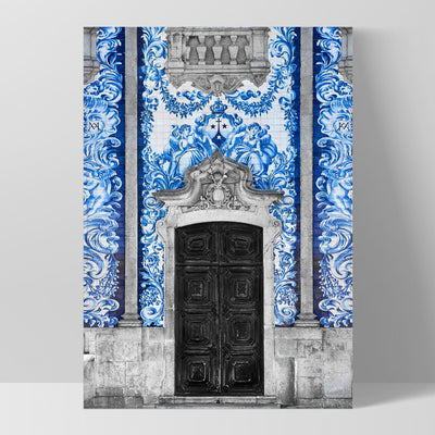 Doorway to Capela das Almas Porto - Art Print, Poster, Stretched Canvas, or Framed Wall Art Print, shown as a stretched canvas or poster without a frame