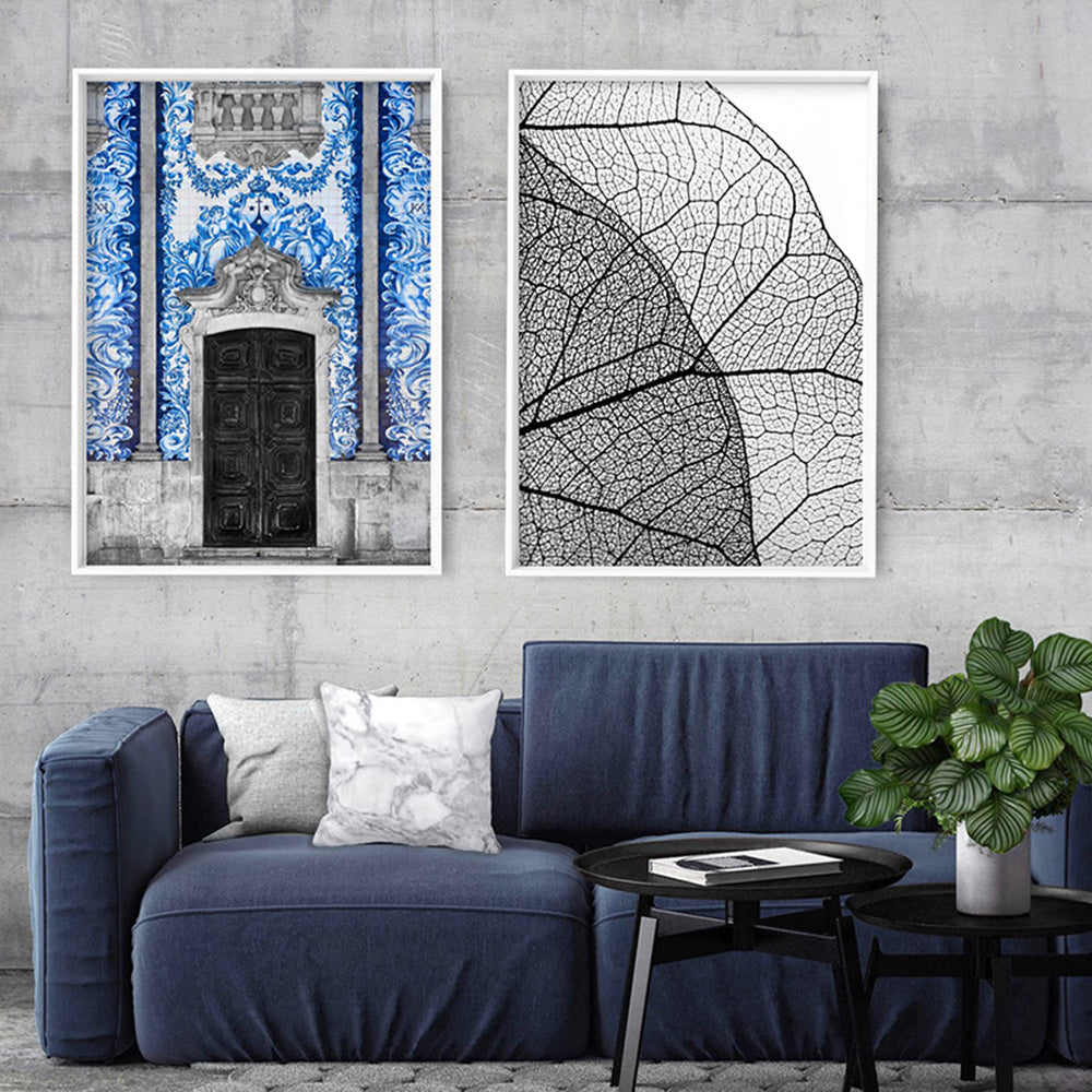 Doorway to Capela das Almas Porto - Art Print, Poster, Stretched Canvas or Framed Wall Art, shown framed in a home interior space