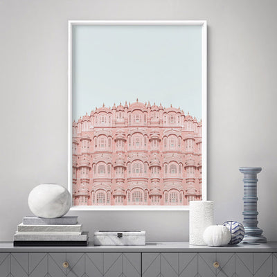 Palace of the Winds in Pastel - Art Print, Poster, Stretched Canvas or Framed Wall Art Prints, shown framed in a room