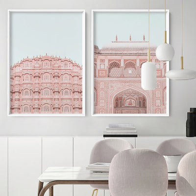 Palace of the Winds in Pastel - Art Print, Poster, Stretched Canvas or Framed Wall Art, shown framed in a home interior space