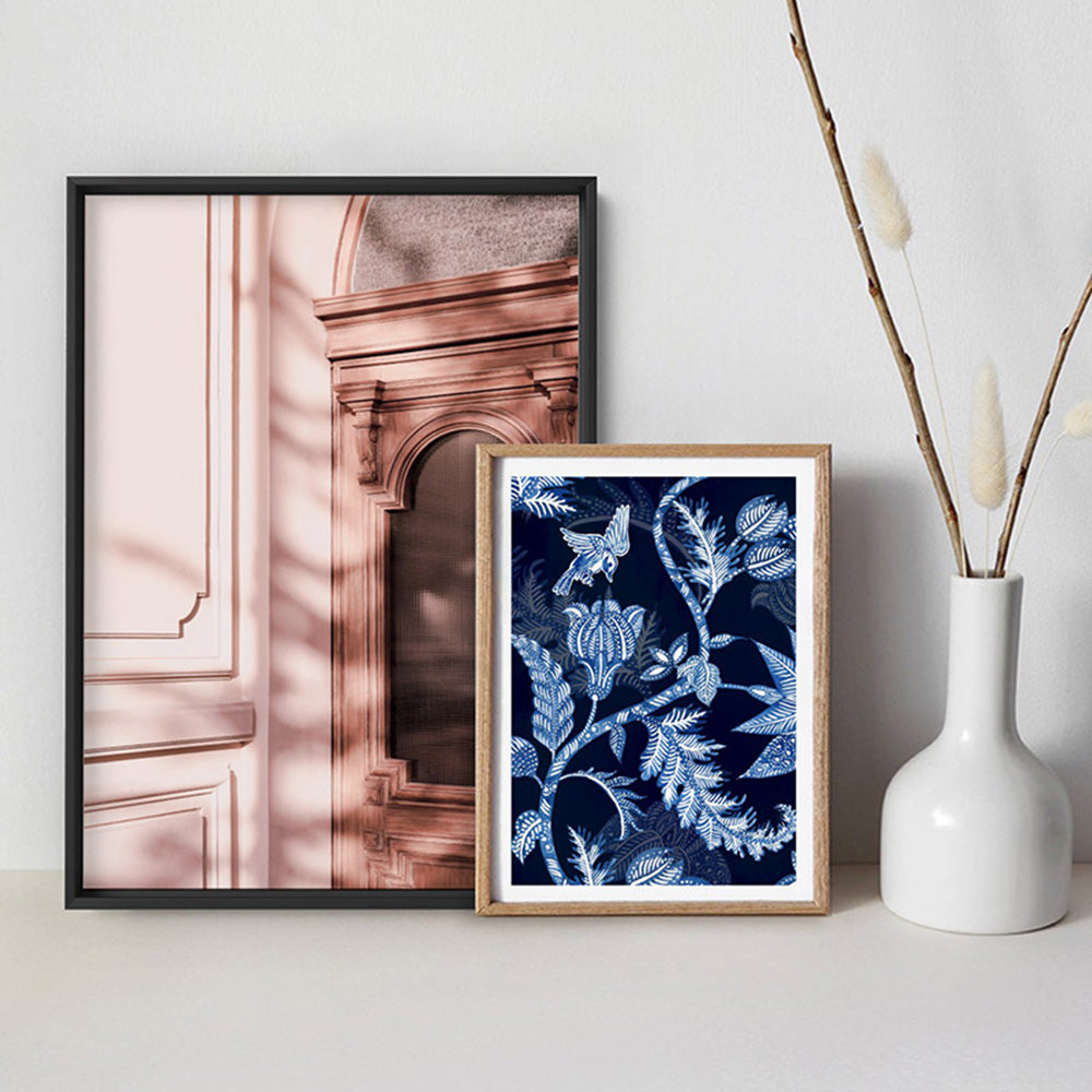 Afternoon Light in Blushing Pastels - Art Print, Poster, Stretched Canvas or Framed Wall Art, shown framed in a home interior space
