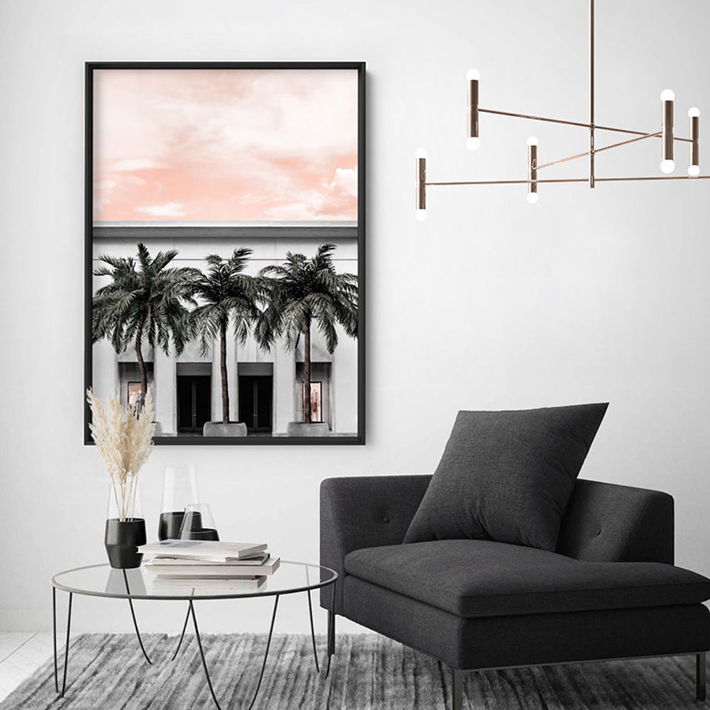 Miami Palms on South Beach - Art Print, Poster, Stretched Canvas or Framed Wall Art Prints, shown framed in a room