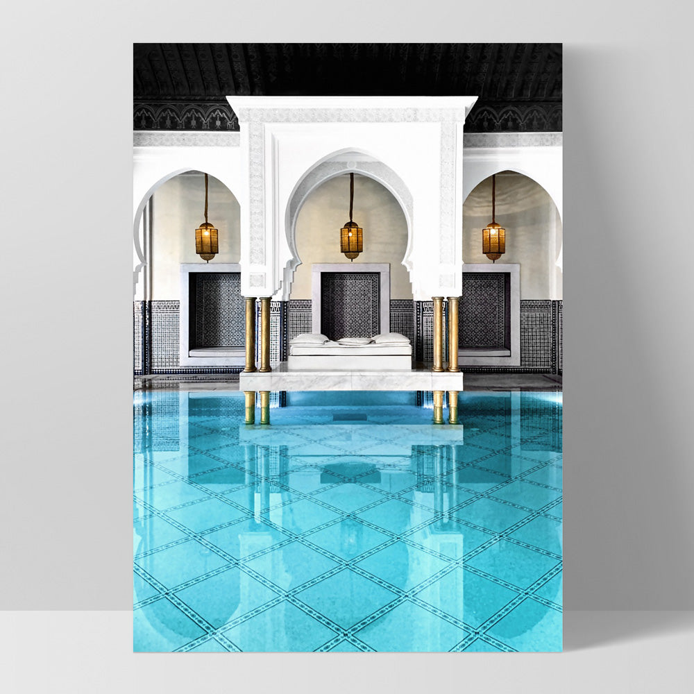 Oriental Poolside Luxe I - Art Print, Poster, Stretched Canvas, or Framed Wall Art Print, shown as a stretched canvas or poster without a frame