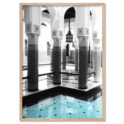 Oriental Poolside Luxe II - Art Print, Poster, Stretched Canvas, or Framed Wall Art Print, shown in a natural timber frame