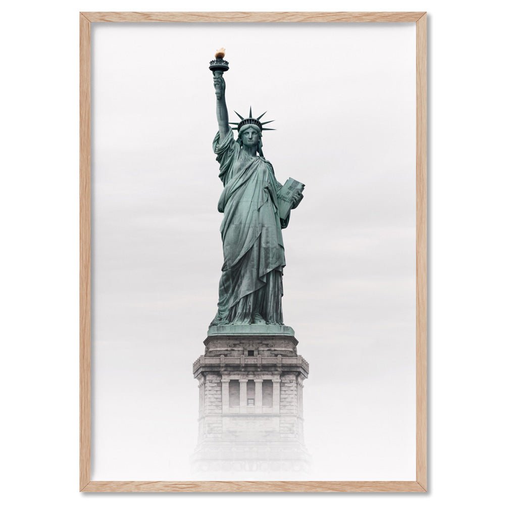 Liberty Enlightening - Art Print, Poster, Stretched Canvas, or Framed Wall Art Print, shown in a natural timber frame