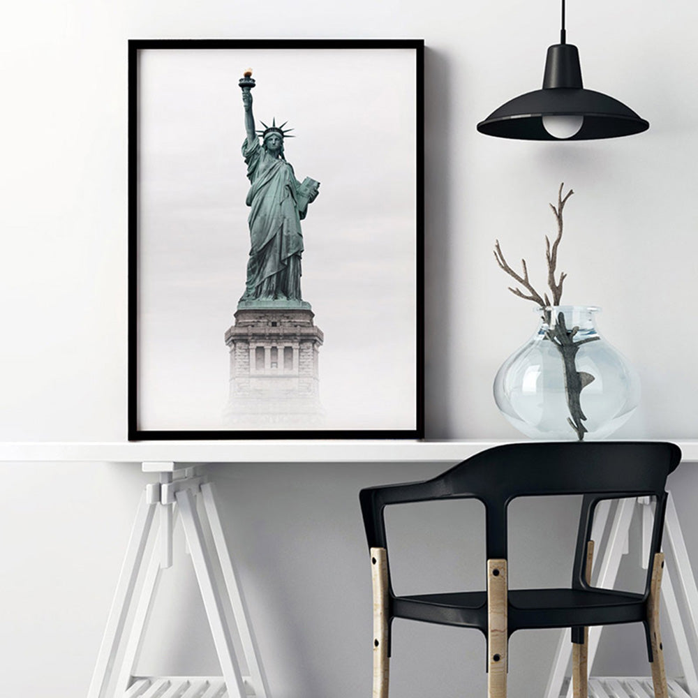 Liberty Enlightening - Art Print, Poster, Stretched Canvas or Framed Wall Art Prints, shown framed in a room