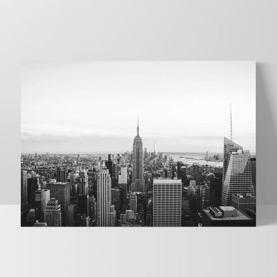 New York Empire Skyline - Art Print, Poster, Stretched Canvas, or Framed Wall Art Print, shown as a stretched canvas or poster without a frame