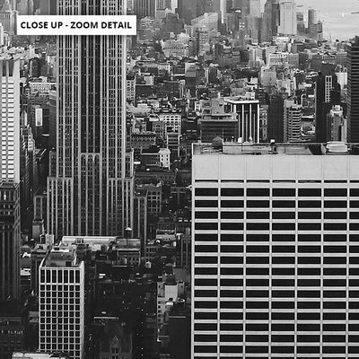New York Empire Skyline - Art Print, Poster, Stretched Canvas or Framed Wall Art, Close up View of Print Resolution