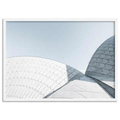 Sydney Opera House View II Landscape - Art Print, Poster, Stretched Canvas, or Framed Wall Art Print, shown in a white frame