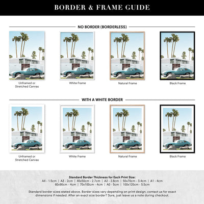 Palm Springs | 815 Classic - Art Print, Poster, Stretched Canvas or Framed Wall Art, Showing White , Black, Natural Frame Colours, No Frame (Unframed) or Stretched Canvas, and With or Without White Borders