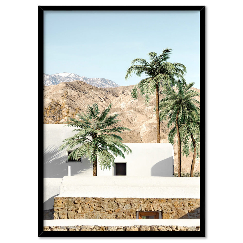 Palm Springs | Desert Haven - Art Print, Poster, Stretched Canvas, or Framed Wall Art Print, shown in a black frame