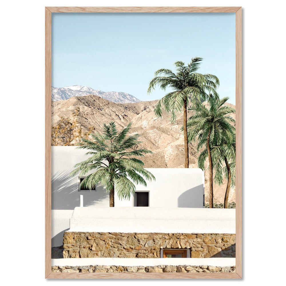 Palm Springs | Desert Haven - Art Print, Poster, Stretched Canvas, or Framed Wall Art Print, shown in a natural timber frame