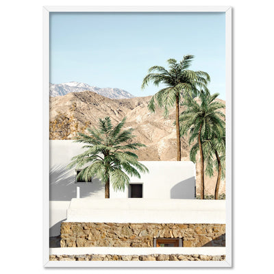 Palm Springs | Desert Haven - Art Print, Poster, Stretched Canvas, or Framed Wall Art Print, shown in a white frame