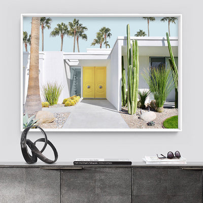 Palm Springs | Yellow Door II Landscape - Art Print, Poster, Stretched Canvas or Framed Wall Art Prints, shown framed in a room