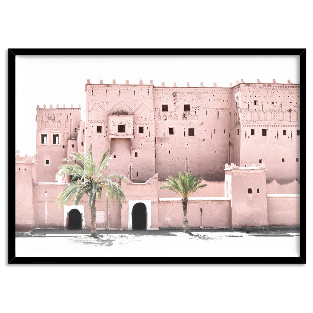 Moroccan Desert Palace | Kasbah Taourirt - Art Print, Poster, Stretched Canvas, or Framed Wall Art Print, shown in a black frame
