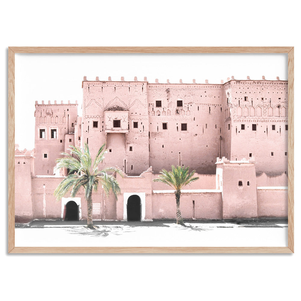 Moroccan Desert Palace | Kasbah Taourirt - Art Print, Poster, Stretched Canvas, or Framed Wall Art Print, shown in a natural timber frame