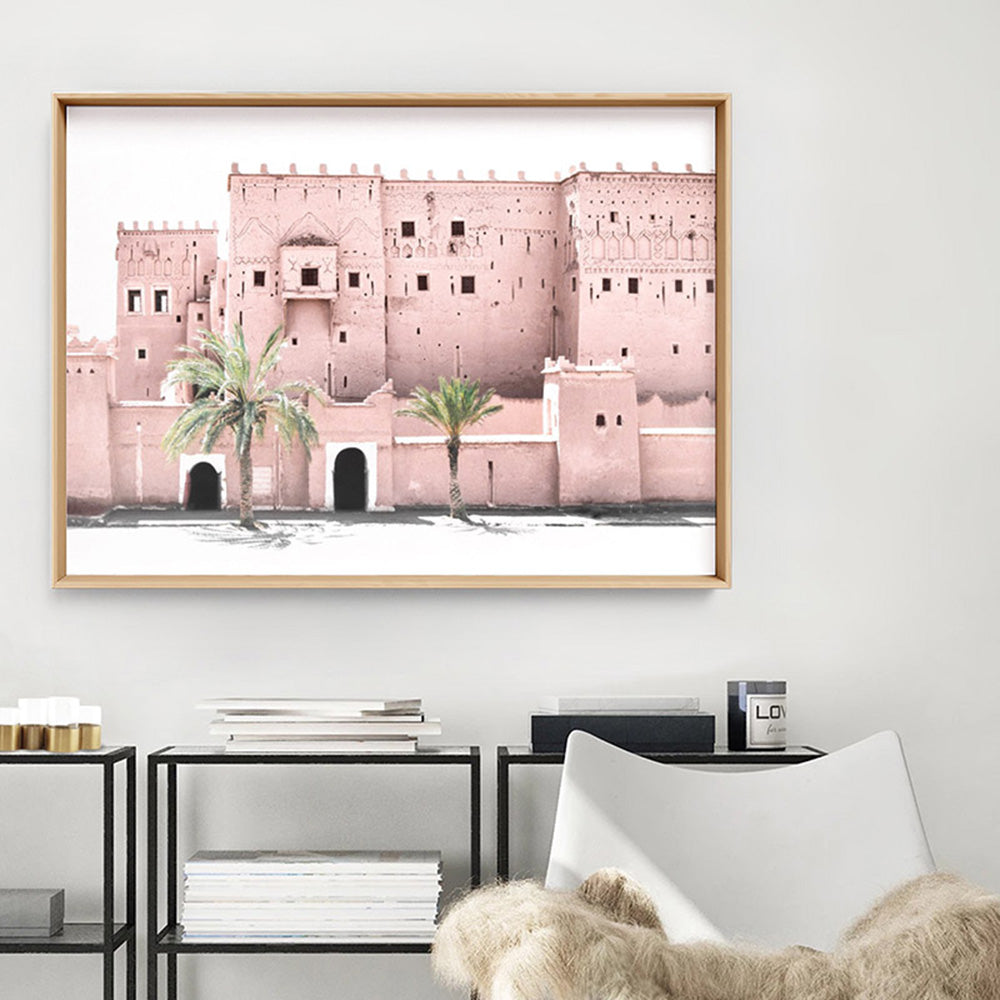 Moroccan Desert Palace | Kasbah Taourirt - Art Print, Poster, Stretched Canvas or Framed Wall Art, shown framed in a home interior space