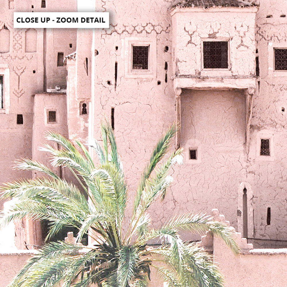 Moroccan Desert Palace | Kasbah Taourirt - Art Print, Poster, Stretched Canvas or Framed Wall Art, Close up View of Print Resolution