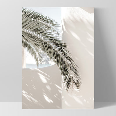 Mediterranean Palm Shadow  - Art Print, Poster, Stretched Canvas, or Framed Wall Art Print, shown as a stretched canvas or poster without a frame