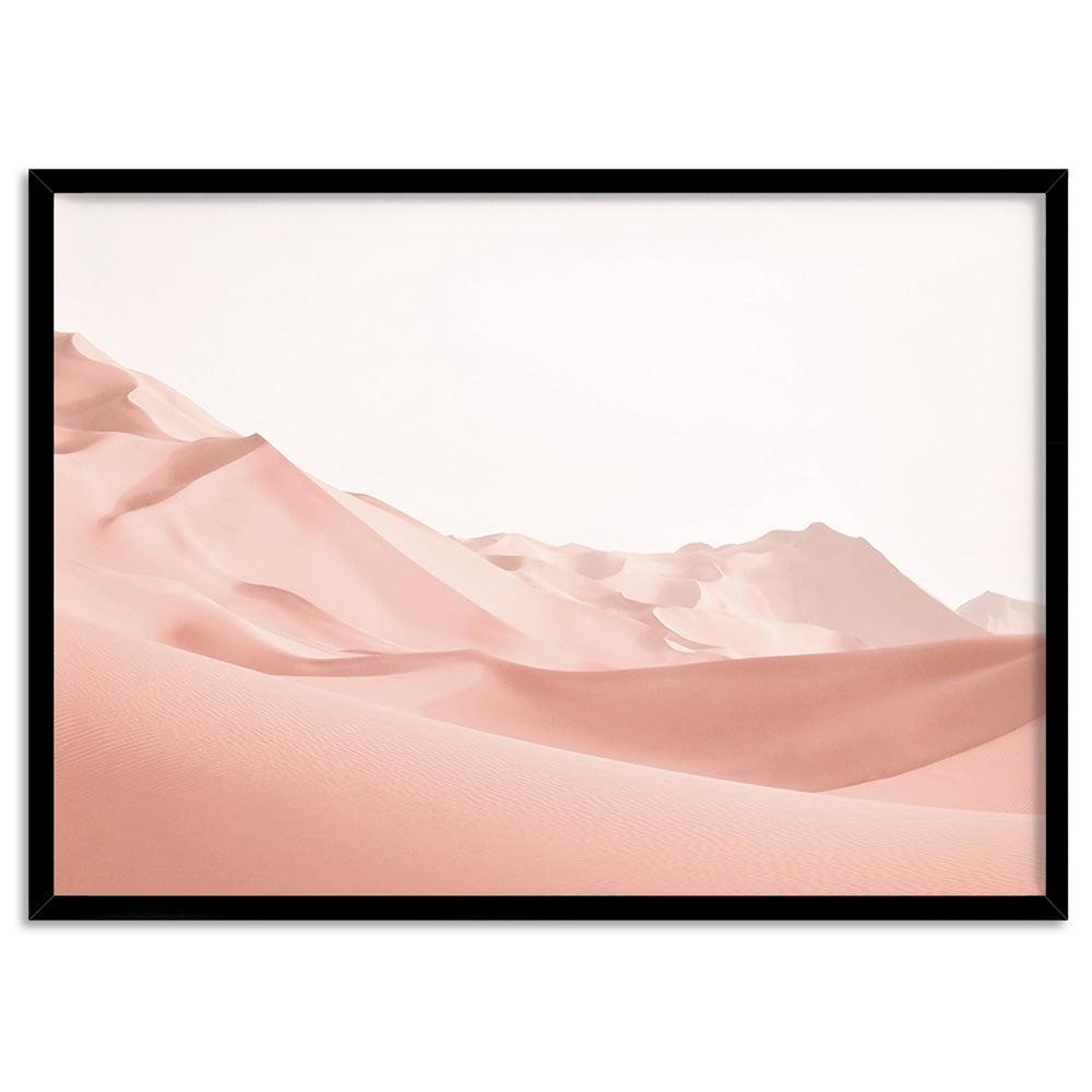 Sand Dunes in Pastel - Art Print, Poster, Stretched Canvas, or Framed Wall Art Print, shown in a black frame