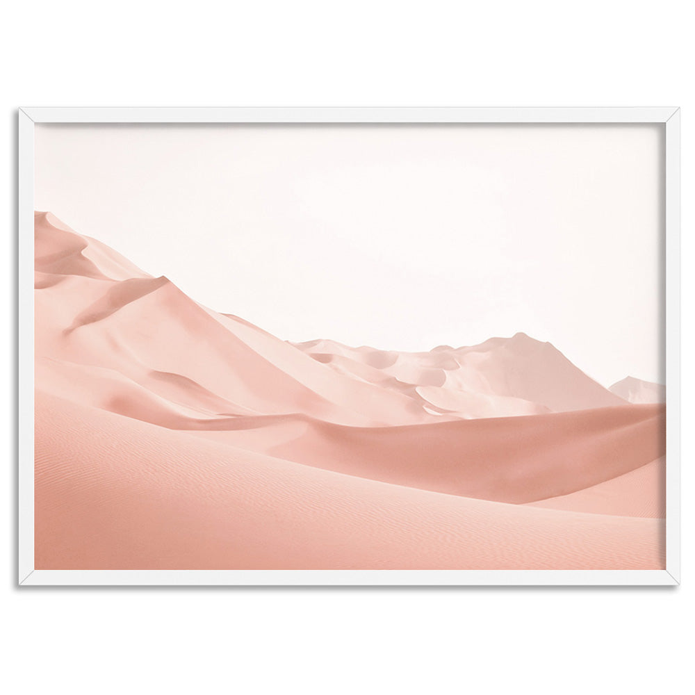 Sand Dunes in Pastel - Art Print, Poster, Stretched Canvas, or Framed Wall Art Print, shown in a white frame