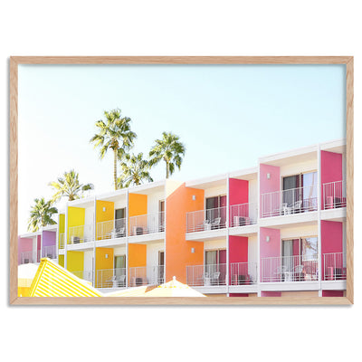 Palm Springs | The Saguaro Hotel III - Art Print, Poster, Stretched Canvas, or Framed Wall Art Print, shown in a natural timber frame