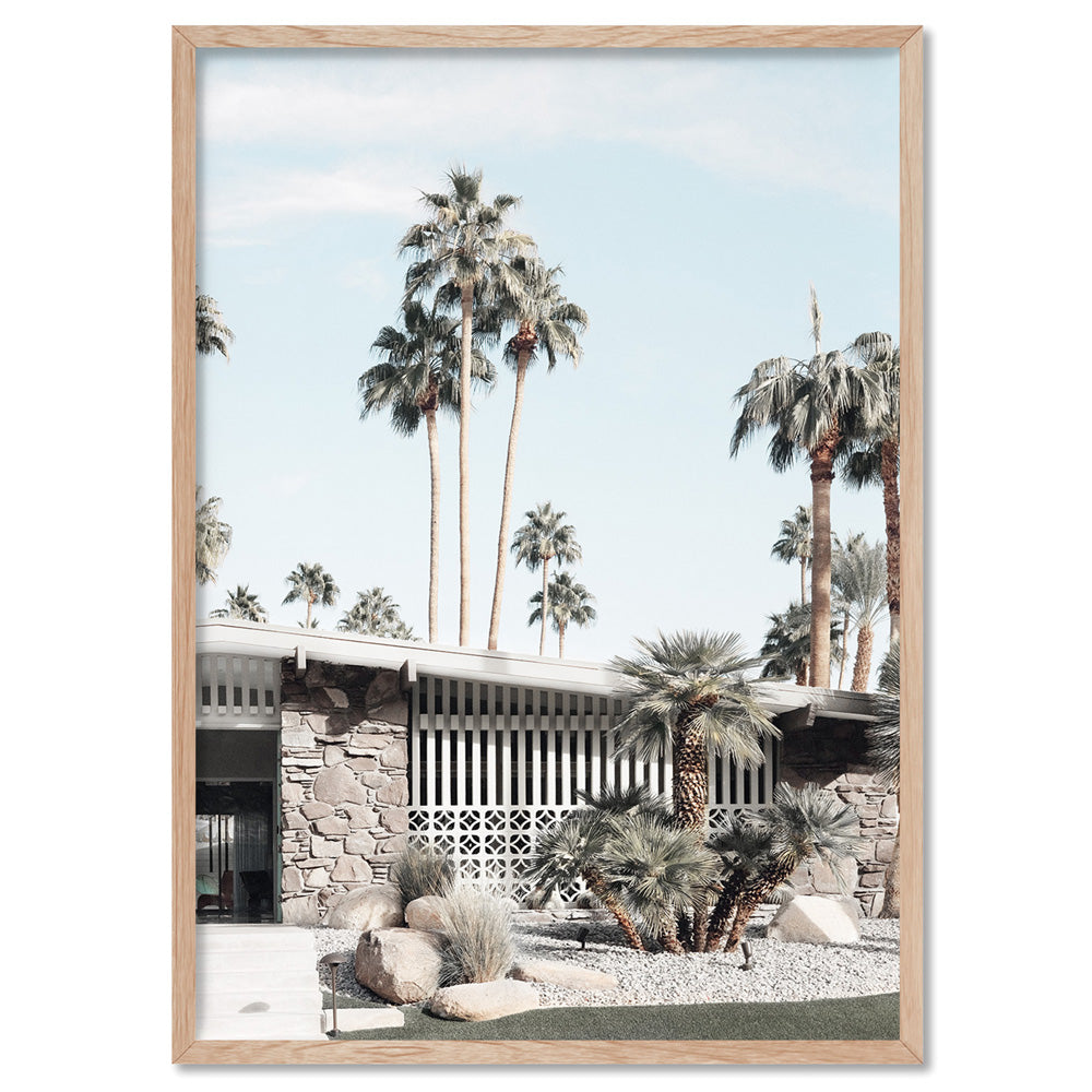 Palm Springs | Desert Haven II - Art Print, Poster, Stretched Canvas, or Framed Wall Art Print, shown in a natural timber frame