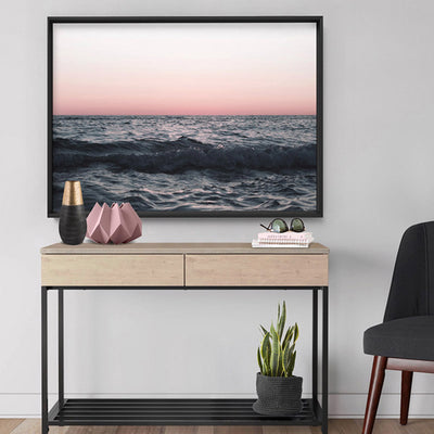 Sun & Sea at Dusk - Art Print, Poster, Stretched Canvas or Framed Wall Art Prints, shown framed in a room