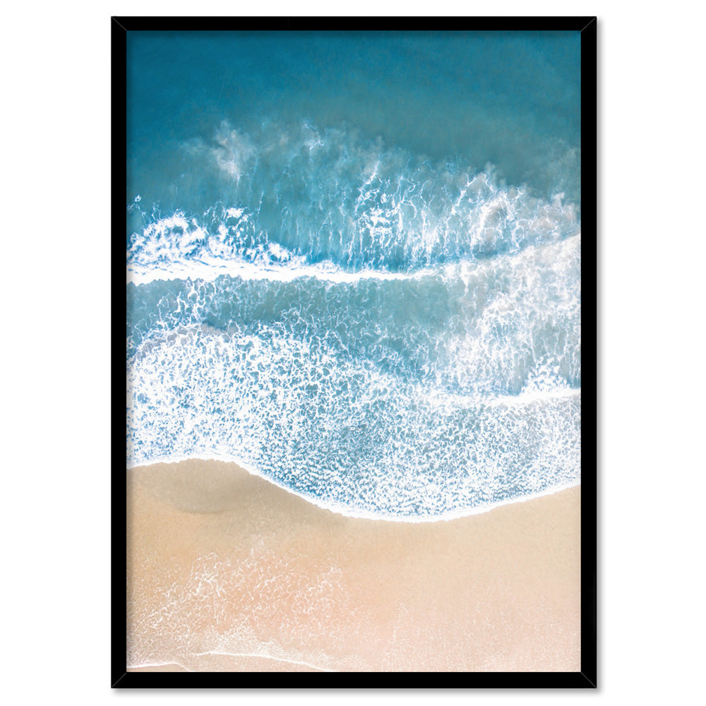 Aerial Beach Sand Waves View I - Art Print, Poster, Stretched Canvas, or Framed Wall Art Print, shown in a black frame