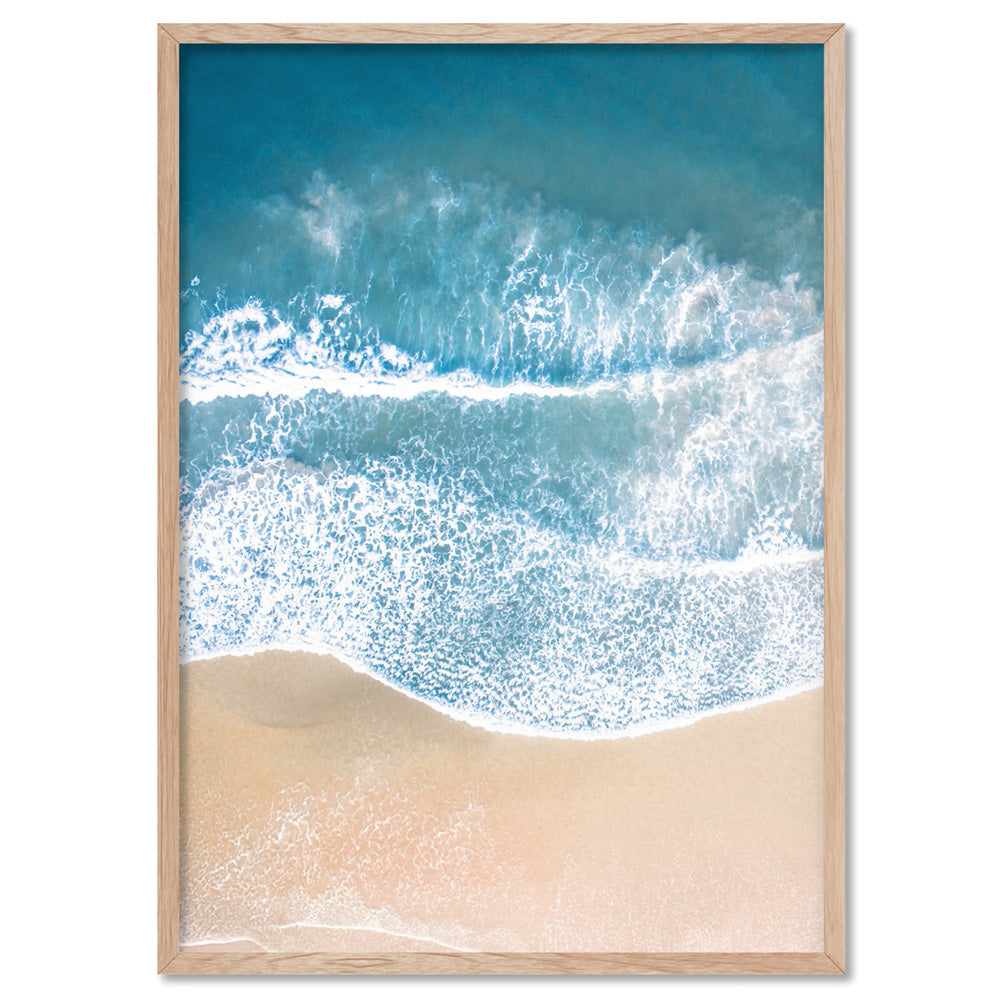 Aerial Beach Sand Waves View I - Art Print, Poster, Stretched Canvas, or Framed Wall Art Print, shown in a natural timber frame