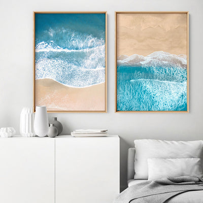 Aerial Beach Sand Waves View I - Art Print, Poster, Stretched Canvas or Framed Wall Art, shown framed in a home interior space