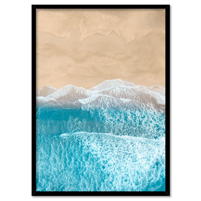 Aerial Beach Sand Waves View II - Art Print, Poster, Stretched Canvas, or Framed Wall Art Print, shown in a black frame