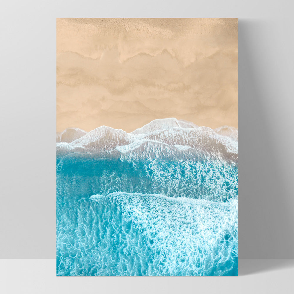 Aerial Beach Sand Waves View II - Art Print, Poster, Stretched Canvas, or Framed Wall Art Print, shown as a stretched canvas or poster without a frame