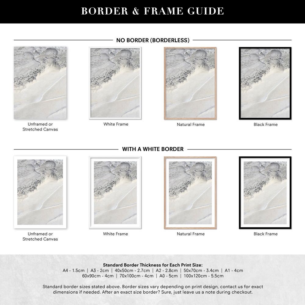 Seaside Coastal Rock Faces I - Art Print, Poster, Stretched Canvas or Framed Wall Art, Showing White , Black, Natural Frame Colours, No Frame (Unframed) or Stretched Canvas, and With or Without White Borders