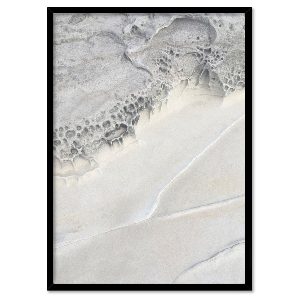 Seaside Coastal Rock Faces I - Art Print, Poster, Stretched Canvas, or Framed Wall Art Print, shown in a black frame