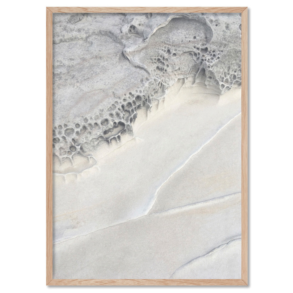 Seaside Coastal Rock Faces I - Art Print, Poster, Stretched Canvas, or Framed Wall Art Print, shown in a natural timber frame