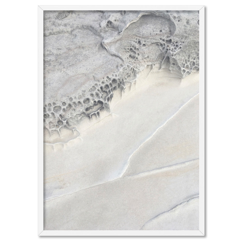 Seaside Coastal Rock Faces I - Art Print, Poster, Stretched Canvas, or Framed Wall Art Print, shown in a white frame
