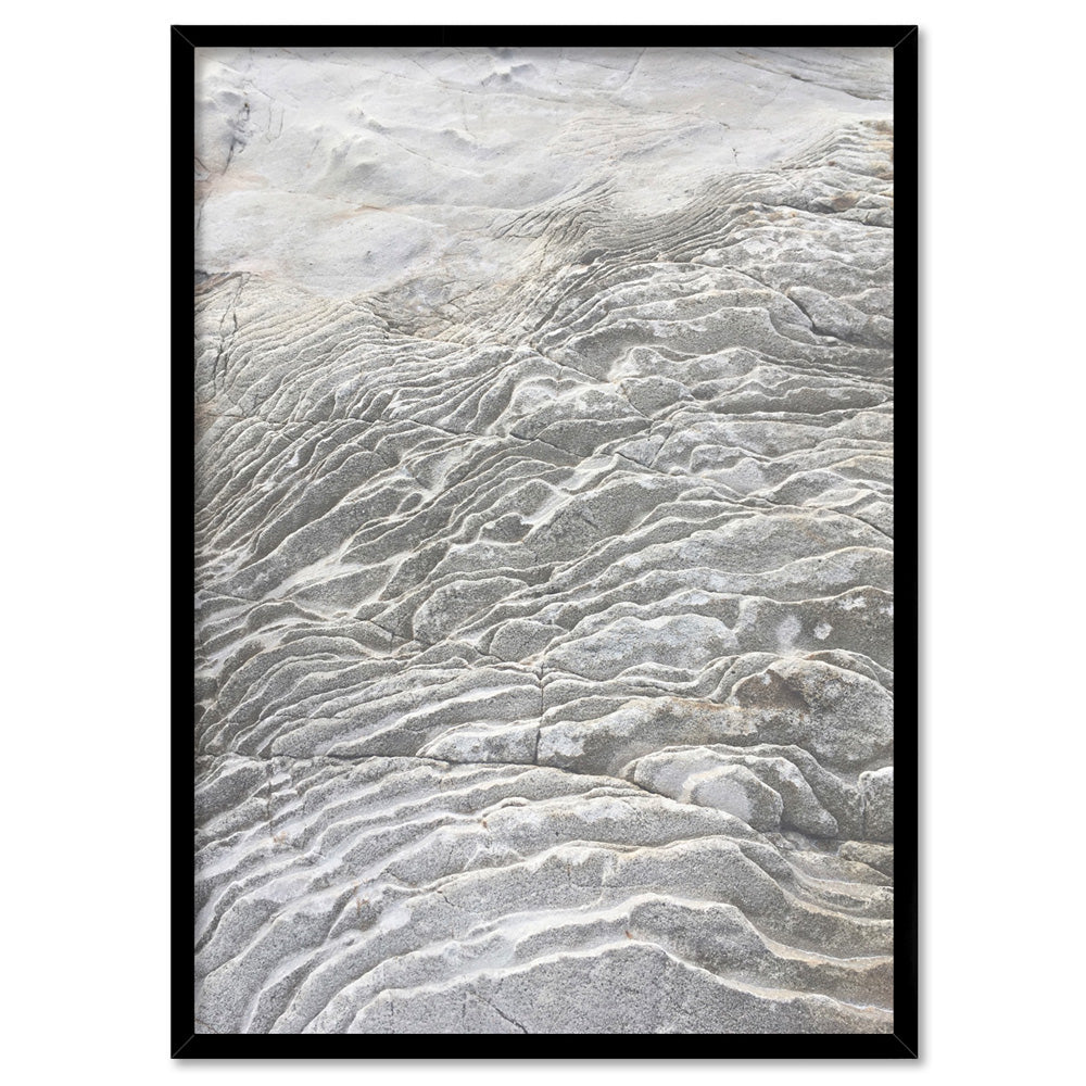 Seaside Coastal Rock Faces II - Art Print, Poster, Stretched Canvas, or Framed Wall Art Print, shown in a black frame