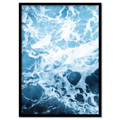 Ocean Beach Waves & Sea Foam II - Art Print, Poster, Stretched Canvas, or Framed Wall Art Print, shown in a black frame
