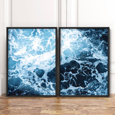 Ocean Beach Waves & Sea Foam II - Art Print, Poster, Stretched Canvas or Framed Wall Art, shown framed in a home interior space