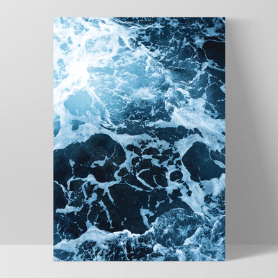 Ocean Beach Waves & Sea Foam I - Art Print, Poster, Stretched Canvas, or Framed Wall Art Print, shown as a stretched canvas or poster without a frame