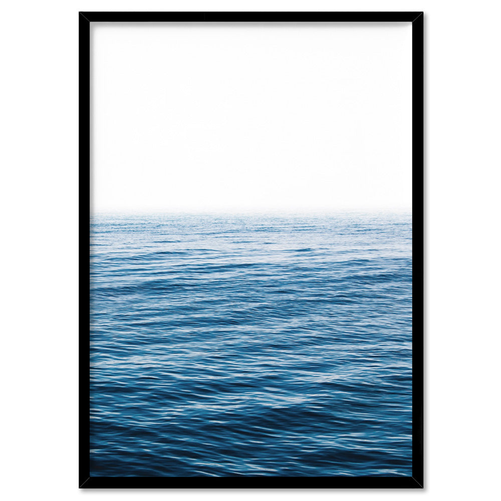 Calm Ocean Horizon - Art Print, Poster, Stretched Canvas, or Framed Wall Art Print, shown in a black frame