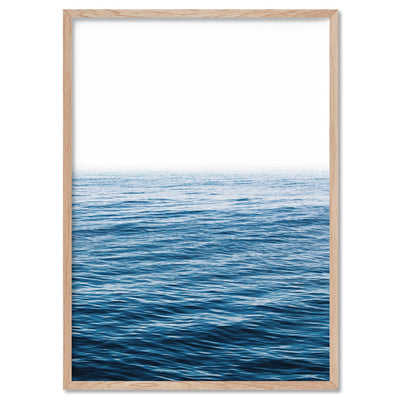 Calm Ocean Horizon - Art Print, Poster, Stretched Canvas, or Framed Wall Art Print, shown in a natural timber frame