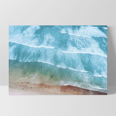 Aerial Summer Sea & Waves Landscape - Art Print, Poster, Stretched Canvas, or Framed Wall Art Print, shown as a stretched canvas or poster without a frame