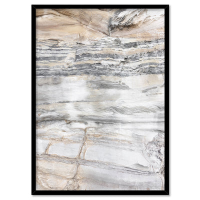 Bondi Coastal Rock Face I - Art Print, Poster, Stretched Canvas, or Framed Wall Art Print, shown in a black frame